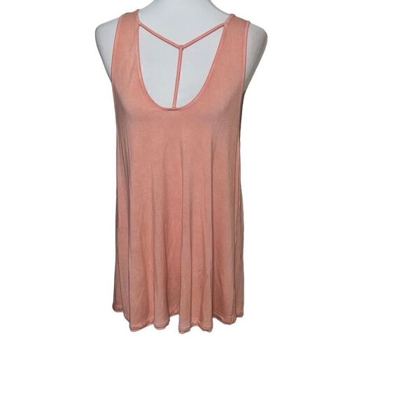 Free People | We the Free Amelia Y-Strap Tank Top Peach Oversized Swing Sz L - Picture 2 of 8